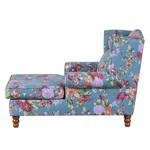 Oorfauteuil Sofia XXL turquoise geweven stof - bloemenpatroon