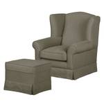 Oorfauteuil Summer Romance geweven stof - Taupe - Met hocker