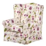 Fauteuil à oreilles Summer Romance Tissu - Beige à fleurs - Avec repose-pieds