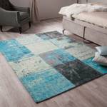 Tapis Patchwork Pat Coton - Turquoise / Gris