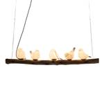 Suspension Dining Birds Céramique / Pin massif - 5 ampoules