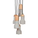 Suspension Lylia II Béton / Bois massif - 5 ampoules