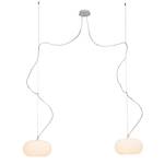 Hanglamp Mailand metaal/wit glas 2 lichtbronnen