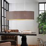 Hanglamp Maserlo III geweven stof/staal - 2 lichtbronnen - Cappuccinokleurig/Goudkleurig - Breedte: 78 cm