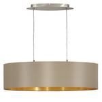 Hanglamp Maserlo III geweven stof/staal - 2 lichtbronnen - Taupe/Goudkleurig - Breedte: 78 cm