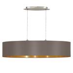 Suspension Maserlo III Tissu / Acier - 2 ampoules - Taupe / Doré - Largeur : 100 cm