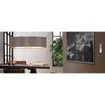 Hanglamp Maserlo III geweven stof/staal - 2 lichtbronnen - Taupe/Goudkleurig - Breedte: 100 cm