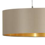 Hanglamp Maserlo III geweven stof/staal - 2 lichtbronnen - Taupe/Goudkleurig - Breedte: 78 cm