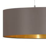 Hanglamp Maserlo III geweven stof/staal - 2 lichtbronnen - Cappuccinokleurig/Goudkleurig - Breedte: 78 cm