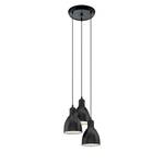 Hanglamp Priddy II staal - Zwart - Aantal lichtbronnen: 3