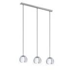 Hanglamp Rocamar I glas/staal - 1 lichtbron - Chrome - Aantal lichtbronnen: 3