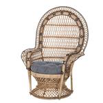 Pfauensessel Le Montant Rattan / Baumwollstoff - Beige / Schwarz