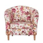 Fauteuil Philipp gebloemde geweven stof beige/roze