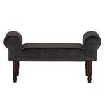 Banc capitonné Lotta Velours noir - Marron - Frêne