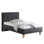 Lit capitonné Alnarp Tissu structuré Anthracite - 100 x 200cm - Sans sommier & matelas