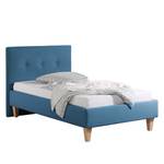 Lit capitonné Alnarp Tissu structuré Bleu jean - 100 x 200cm - Sans sommier & matelas