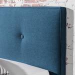 Lit capitonné Alnarp Tissu structuré Bleu jean - 140 x 200cm - Avec sommier à lattes