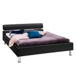 Letto imbottito Anello Similpelle - Nero - 100 x 200cm