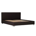 Gestoffeerd bed Aralia I echt leer - Leer Arik: Espressokleurig - 140 x 200cm - 1 opbergruimte - Cilinder