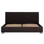 Gestoffeerd bed Aralia I echt leer - Leer Arik: Espressokleurig - 140 x 200cm - 1 opbergruimte - Cilinder