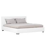 Gestoffeerd bed Aralia I echt leer - Leer Arik: Wit - 140 x 200cm - 1 opbergruimte - Cilinder