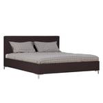 Gestoffeerd bed Aralia I echt leer - Leer Arik: Espressokleurig - 140 x 200cm - 1 opbergruimte - T-vorm