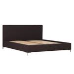 Gestoffeerd bed Aralia I echt leer - Leer Arik: Espressokleurig - 140 x 200cm - 1 opbergruimte - T-vorm