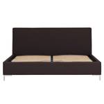 Gestoffeerd bed Aralia I echt leer - Leer Arik: Espressokleurig - 140 x 200cm - 1 opbergruimte - T-vorm