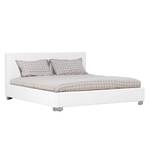 Gestoffeerd bed Aralia I echt leer - Leer Arik: Wit - 160 x 200cm - Geen opbergruimte - Cilinder