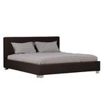 Gestoffeerd bed Aralia I echt leer - Leer Arik: Espressokleurig - 160 x 200cm - 1 opbergruimte - Cilinder