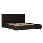 Gestoffeerd bed Aralia I echt leer - Leer Arik: Espressokleurig - 160 x 200cm - 1 opbergruimte - Cilinder