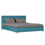 Gestoffeerd bed Aralia I geweven stof - Stof Naya: Turquoise - 140 x 200cm - Geen opbergruimte - T-vorm