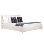 Gestoffeerd bed Aralia I geweven stof - Stof Floreana: Beige - 140 x 200cm - 1 opbergruimte - T-vorm