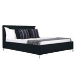 Polsterbett Aralia I Webstoff - Stoff Floreana: Schwarz - 160 x 200cm - Kein Bettkasten - T-Kufen