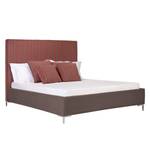 Gestoffeerd bed Aralia II geweven stof - Stof Naya: Bruin - 140 x 200cm - 1 opbergruimte - T-vorm