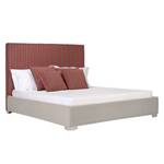 Gestoffeerd bed Aralia II geweven stof - Stof Naya: Grijs-Beige - 180 x 200cm - Geen opbergruimte - Cilinder