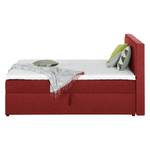 Gestoffeerd bed Asmara geweven stof - grijs - Bordeauxrood - 140 x 200cm - Met hoofdeinde