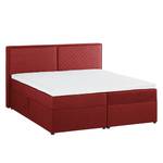 Gestoffeerd bed Asmara geweven stof - grijs - Bordeauxrood - 160 x 200cm - Met hoofdeinde