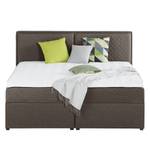 Gestoffeerd bed Asmara geweven stof - grijs - Espressokleurig - 180 x 200cm - Met hoofdeinde