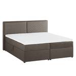 Gestoffeerd bed Asmara geweven stof - grijs - Espressokleurig - 140 x 200cm - Met hoofdeinde