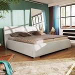 Gestoffeerd bed Classic Button kunstleer - Kunstleer NTLO: 1 snow - 140 x 200cm - H3 medium