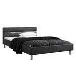 Gestoffeerd bed Easy zwart kunstleer - 140x200cm