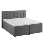 Gestoffeerd bed KiYDOO IV inclusief opbergruimte - geweven stof - grijs - 160 x 200cm