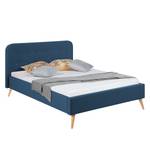 Gestoffeerd bed Klink II geweven stof - Donkerblauw - 140 x 200cm