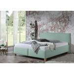 Lit capitonné Kolbäck Tissu structuré Gris menthe - 180 x 200cm - Sans sommier & matelas