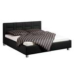 Lit rembourré Koni Imitation cuir noir - 160 x 200cm - Sans sommier & matelas - Sans matelas