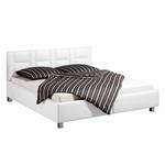 Lit capitonné Koni Imitation cuir blanc - 140 x 200cm - Sans sommier & matelas - Sans matelas