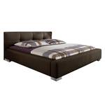 Lit capitonné Luca Marron - 160 x 200cm - Sans sommier & matelas - Sans matelas