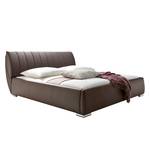 Lit rembourré Luna Cuir synthétique - Marron - 180 x 200cm - Sans matelas