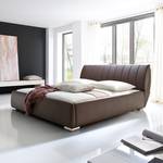 Lit rembourré Luna Cuir synthétique - Marron - 180 x 200cm - Matelas boxspring